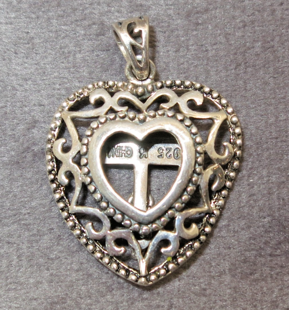 Ornate Vintage Sterling Silver Open Work Heart Locket Pendant 925
